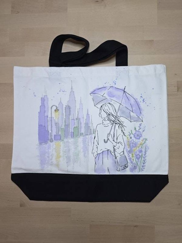 Alternate image for Violet Weather — Hand-Painted Canvas Tote