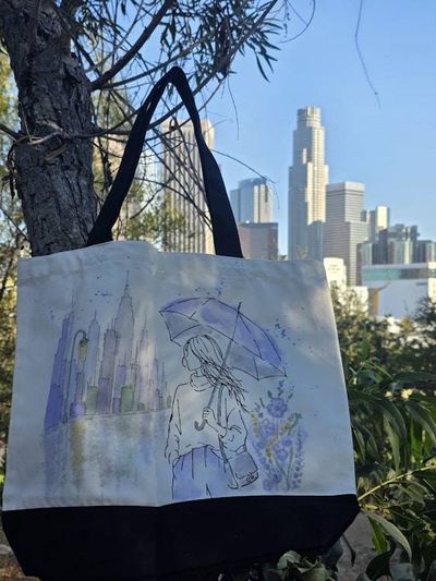 Alternate image for Violet Weather — Hand-Painted Canvas Tote