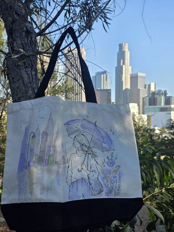 Alternate image for Violet Weather — Hand-Painted Canvas Tote