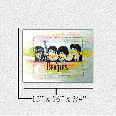 Alternate image for Fab Four - Angels Are Real - Original Pop Art Acrylic Painting on Stretched Canvas - 16 x 12 x 3/4 - Ready to Hang - Free Shipping Description