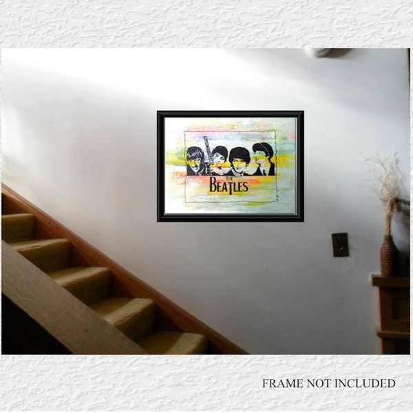 Alternate image for Fab Four - Angels Are Real - Original Pop Art Acrylic Painting on Stretched Canvas - 16 x 12 x 3/4 - Ready to Hang - Free Shipping Description