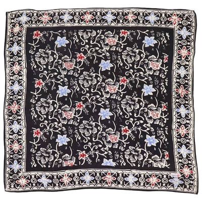 Alternate image for Hand Dyed Batik Bandana, 100% Soft Cotton, Midnight Bloom, Black, Red, Blue, Kasih Co-op