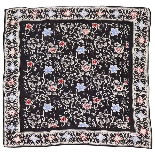 Image for Hand Dyed Batik Bandana, 100% Soft Cotton, Midnight Bloom, Black, Red, Blue, Kasih Co-op