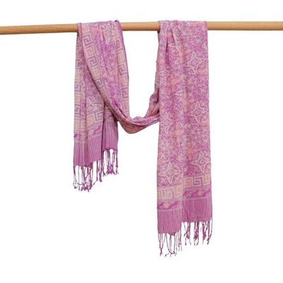 Alternate image for Handmade Batik Scarf - soft Cotton - Lavender Love