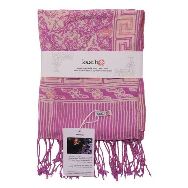 Alternate image for Handmade Batik Scarf - soft Cotton - Lavender Love