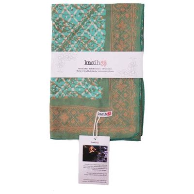 Alternate image for Large 39 Hand Dyed Batik Bandana, 100% Soft Cotton, Leaf Grid