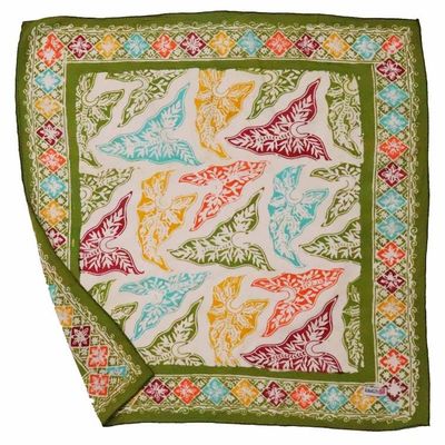 Primary image for Hand Dyed Batik Bandana Tropical Tapestry, Multi color, Taro Leaves, Green