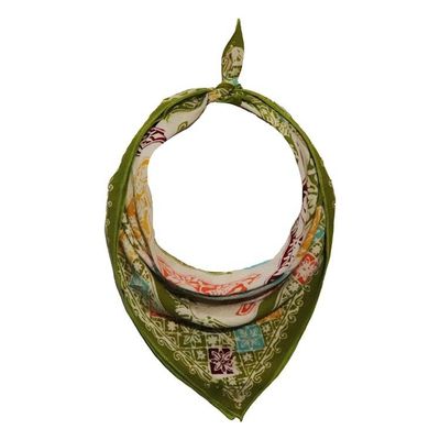 Alternate image for Hand Dyed Batik Bandana Tropical Tapestry, Multi color, Taro Leaves, Green