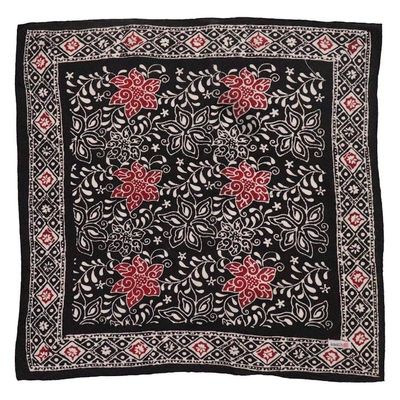 Alternate image for Hand Dyed Batik Bandana Black Red Star, 100% Cotton, Hand Dyed Hair Cover Scarf