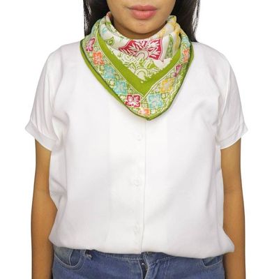 Alternate image for Hand Dyed Batik Bandana Tropical Tapestry, Multi color, Taro Leaves, Green
