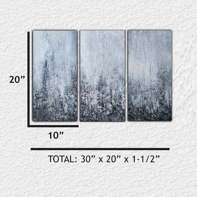Alternate image for Black Sea - Original 3-Piece Abstract Impasto Triptych Painting on Gallery Wrapped Canvas - 10 x 20 x 1.5 Each - Ready to Hang - Free Shipping