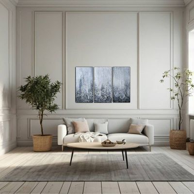 Alternate image for Black Sea - Original 3-Piece Abstract Impasto Triptych Painting on Gallery Wrapped Canvas - 10 x 20 x 1.5 Each - Ready to Hang - Free Shipping