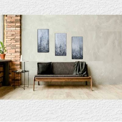 Alternate image for Black Sea - Original 3-Piece Abstract Impasto Triptych Painting on Gallery Wrapped Canvas - 10 x 20 x 1.5 Each - Ready to Hang - Free Shipping