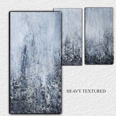 Alternate image for Black Sea - Original 3-Piece Abstract Impasto Triptych Painting on Gallery Wrapped Canvas - 10 x 20 x 1.5 Each - Ready to Hang - Free Shipping