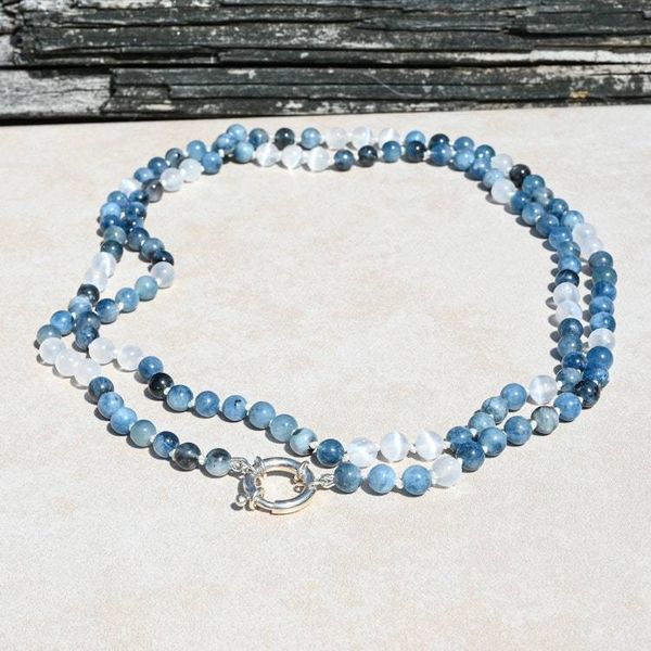 Alternate image for Santa Maria Aquamarine and Selenite Hand Knotted Necklace