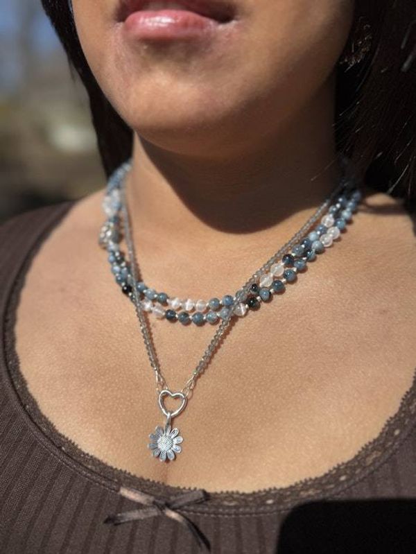 Alternate image for Santa Maria Aquamarine and Selenite Hand Knotted Necklace