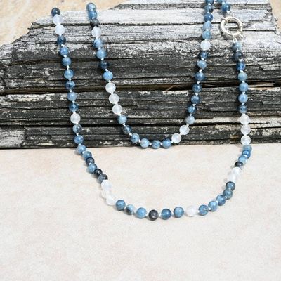 Alternate image for Santa Maria Aquamarine and Selenite Hand Knotted Necklace