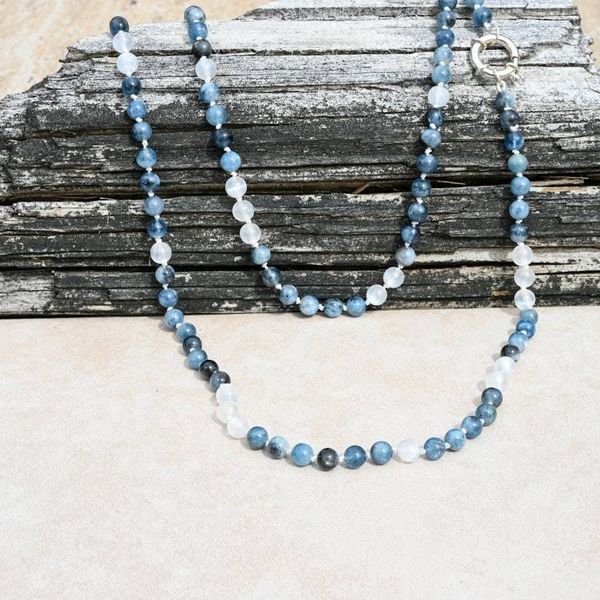 Alternate image for Santa Maria Aquamarine and Selenite Hand Knotted Necklace