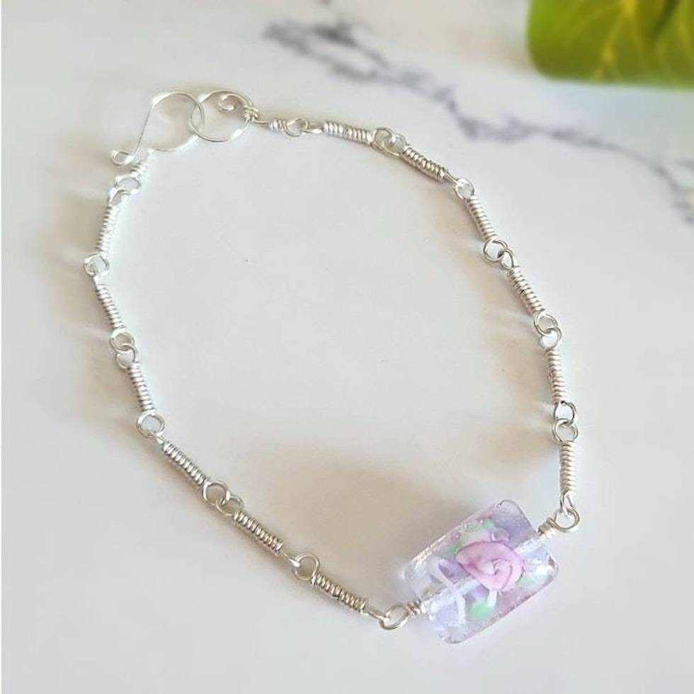 Sterling Silver Rose Bracelet