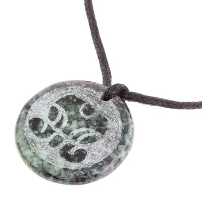 Alternate image for Jade Pendant Necklace of Mayan Spirit Batz from Guatemala Batz Medallion