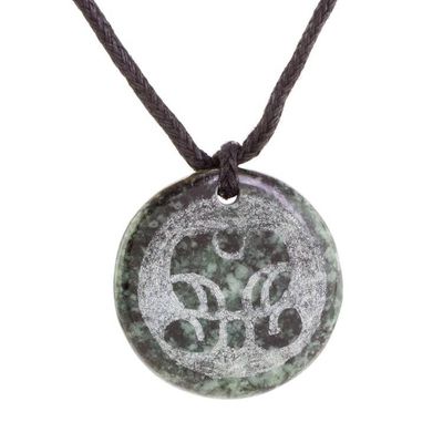Alternate image for Jade Pendant Necklace of Mayan Spirit Batz from Guatemala Batz Medallion