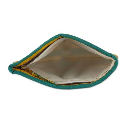 Alternate image for Striped Teal Yellow Cotton Toiletry Case Journal 2-Piece Set Sunbeam Wanderer