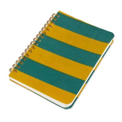 Alternate image for Striped Teal Yellow Cotton Toiletry Case Journal 2-Piece Set Sunbeam Wanderer