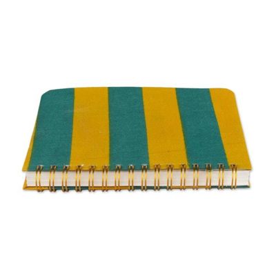 Alternate image for Striped Teal Yellow Cotton Toiletry Case Journal 2-Piece Set Sunbeam Wanderer