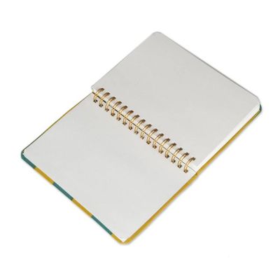 Alternate image for Striped Teal Yellow Cotton Toiletry Case Journal 2-Piece Set Sunbeam Wanderer