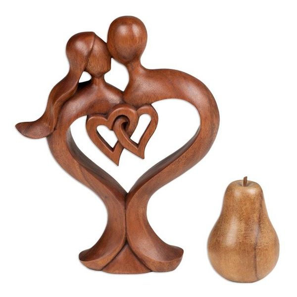 Alternate image for Fair Trade Handmade Romantic Suar Wood Sculpture from Bali Forever in Love