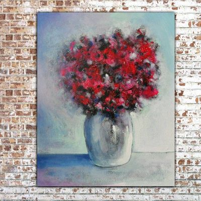 Alternate image for Roses - Original Floral Still Life Acrylic Painting on Stretched Canvas - 16 x 20 x 3/4 - Ready to Hang - Free Shipping