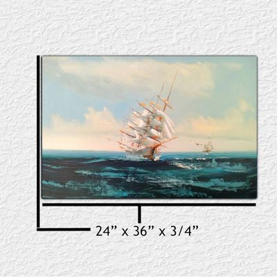 Alternate image for Sunday Morning Sailing - Original Nautical Painting on Gallery Wrap Canvas - 36 x 24 x 3/4 - Free Shipping