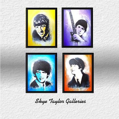 Primary image for Fab Four - Set of 4 Original Acrylic Paintings on Stretched Canvas - 8 x 10 x 3/4 - Ringo, Paul, George, John - Unframed - Free Shipping