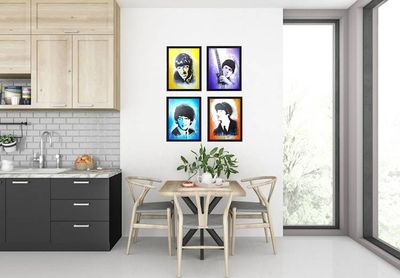 Alternate image for Fab Four - Set of 4 Original Acrylic Paintings on Stretched Canvas - 8 x 10 x 3/4 - Ringo, Paul, George, John - Unframed - Free Shipping