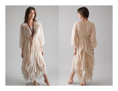Primary image for Unique cream layered, bohemian style dress.