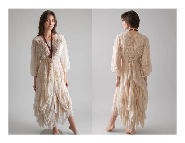 Alternate image for Unique cream layered, bohemian style dress.