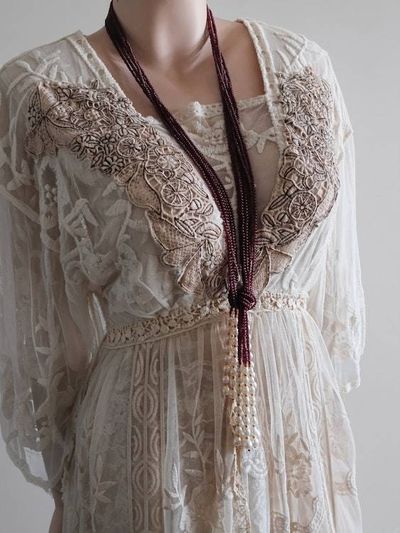 Alternate image for Unique cream layered, bohemian style dress.