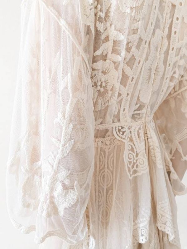 Alternate image for Unique cream layered, bohemian style dress.