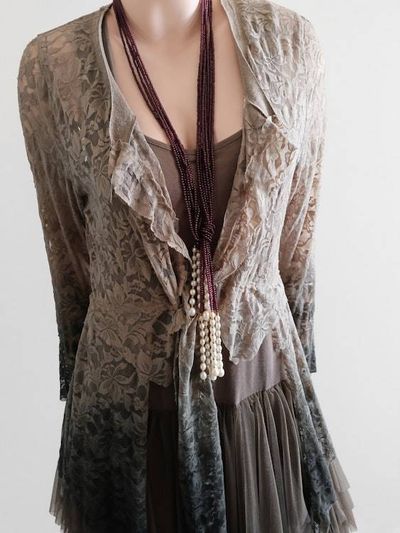 Alternate image for Bohemian Lace and Tulle Layered Ombré Dress with Victorian-Inspired Details