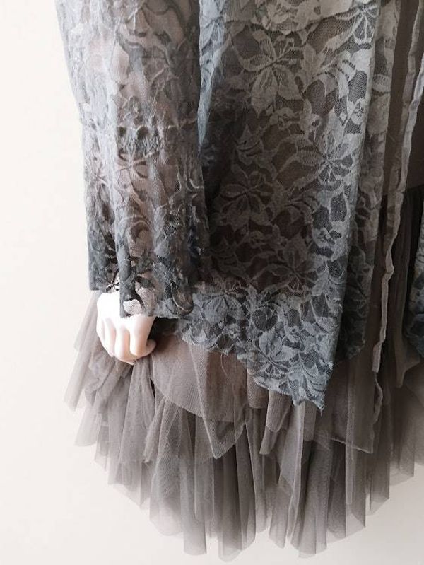 Alternate image for Bohemian Lace and Tulle Layered Ombré Dress with Victorian-Inspired Details