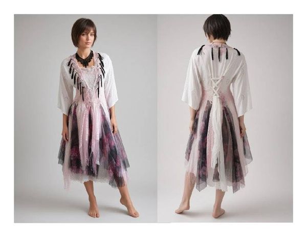 Alternate image for Ethereal Layered Bohemian Dress with Fringe Details