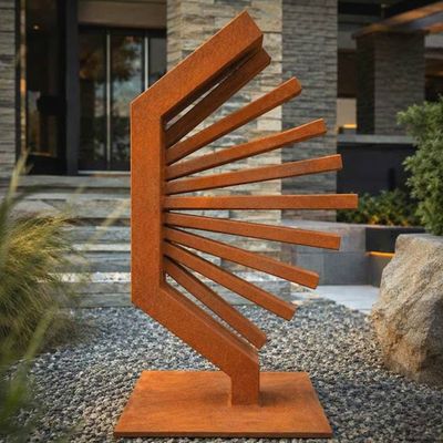 Primary image for Rusted Steel Garden Sculpture | 30 Radiating Geometric Metal Art | Halcyon