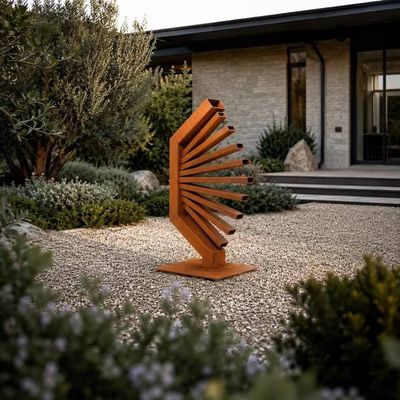 Alternate image for Rusted Steel Garden Sculpture | 30 Radiating Geometric Metal Art | Halcyon
