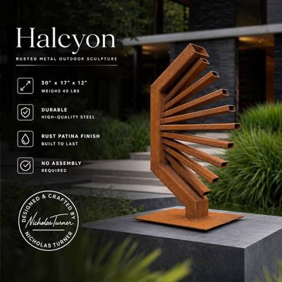Alternate image for Rusted Steel Garden Sculpture | 30 Radiating Geometric Metal Art | Halcyon