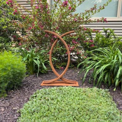 Alternate image for Curved Metal Garden Sculpture | 30 Rusted Steel Outdoor Art | Horizon