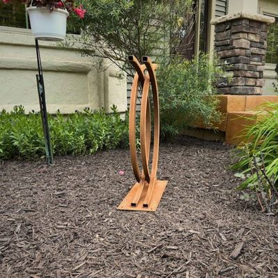 Alternate image for Curved Metal Garden Sculpture | 30 Rusted Steel Outdoor Art | Horizon