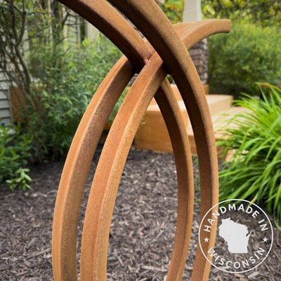 Alternate image for Curved Metal Garden Sculpture | 30 Rusted Steel Outdoor Art | Horizon