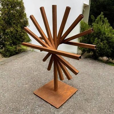 Alternate image for Geometric Outdoor Sculpture | 30 Rusted Steel Garden Art | Eclipse