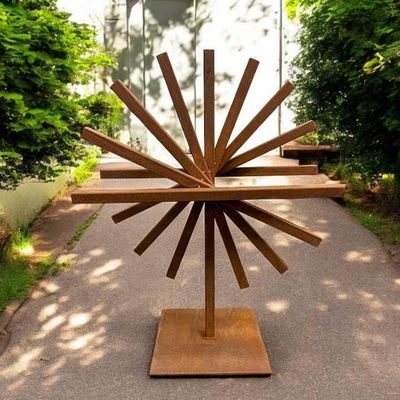 Alternate image for Geometric Outdoor Sculpture | 30 Rusted Steel Garden Art | Eclipse