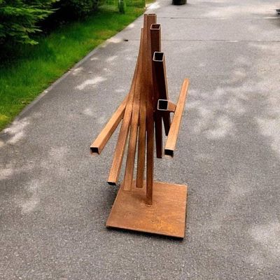 Alternate image for Geometric Outdoor Sculpture | 30 Rusted Steel Garden Art | Eclipse